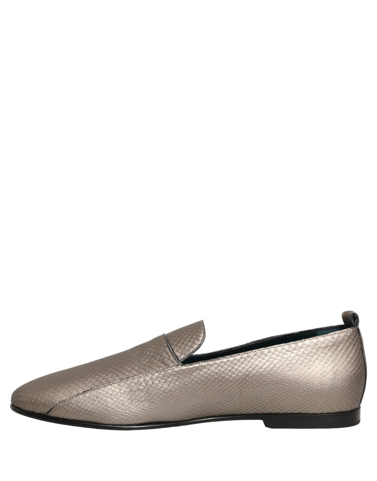 Dolce & Gabbana Silberne Leder Loafer mit Logo zum Reinschlüpfen