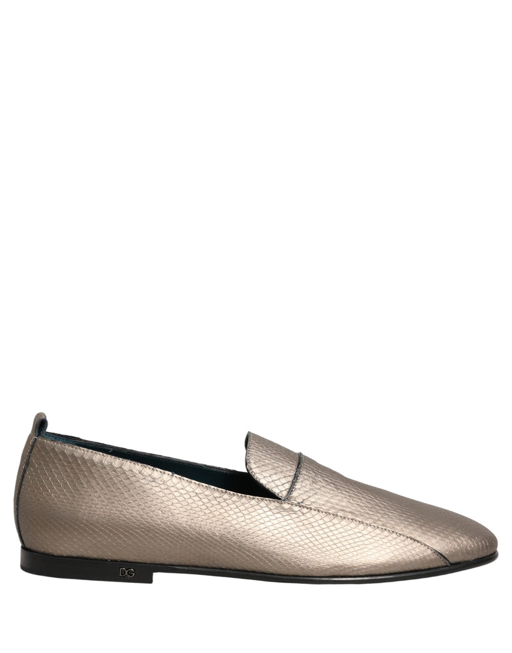 Dolce & Gabbana Silberne Leder Loafer mit Logo zum Reinschlüpfen