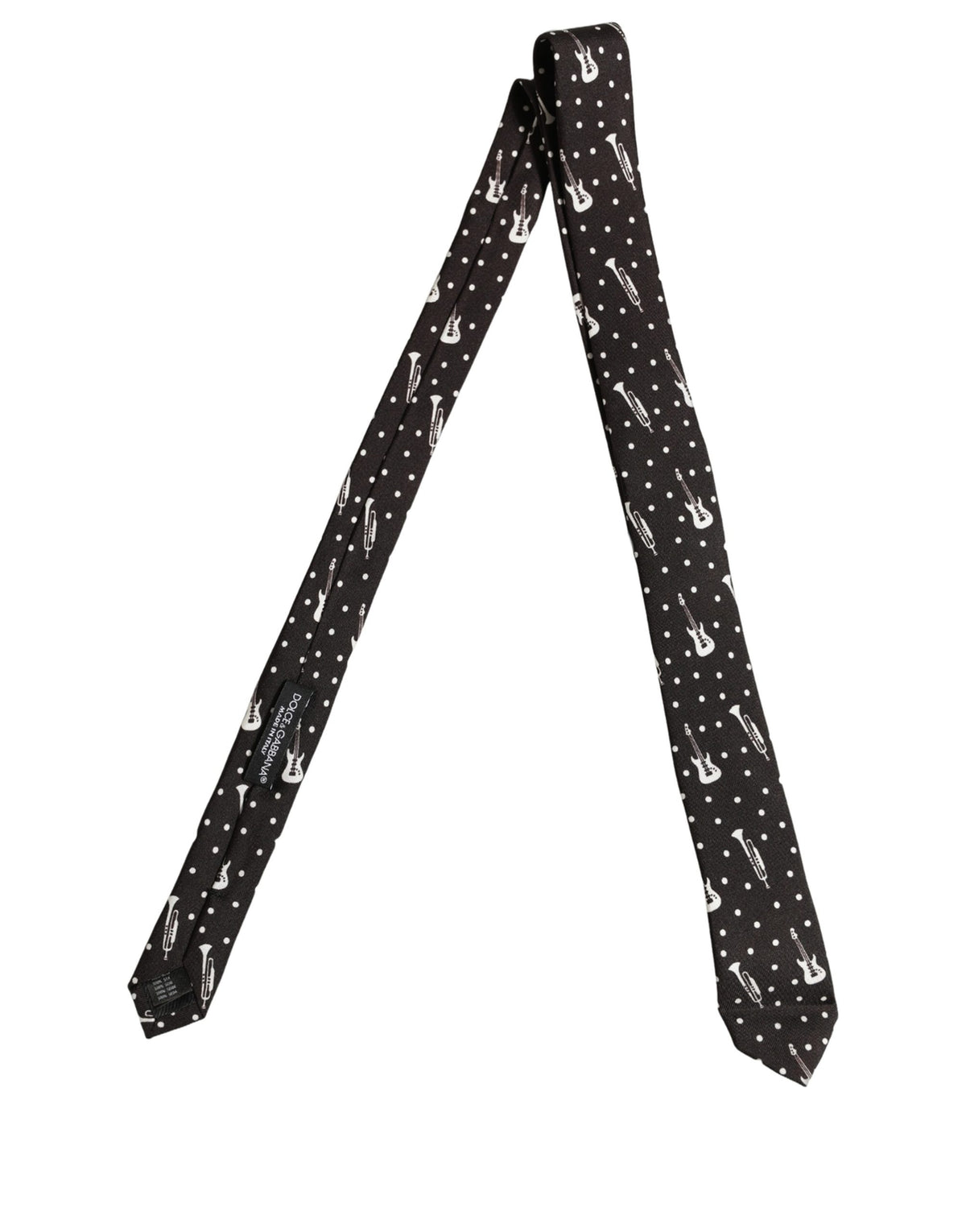 Dolce & Gabbana Schwarze Musikinstrument Seidenkrawatte zum Binden