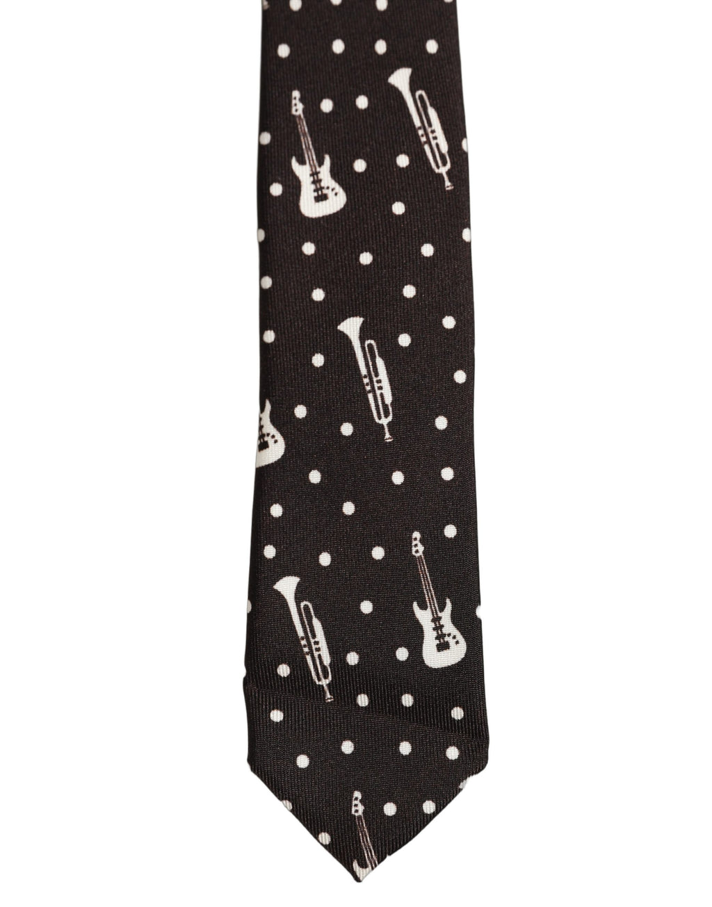Dolce & Gabbana Schwarze Musikinstrument Seidenkrawatte zum Binden