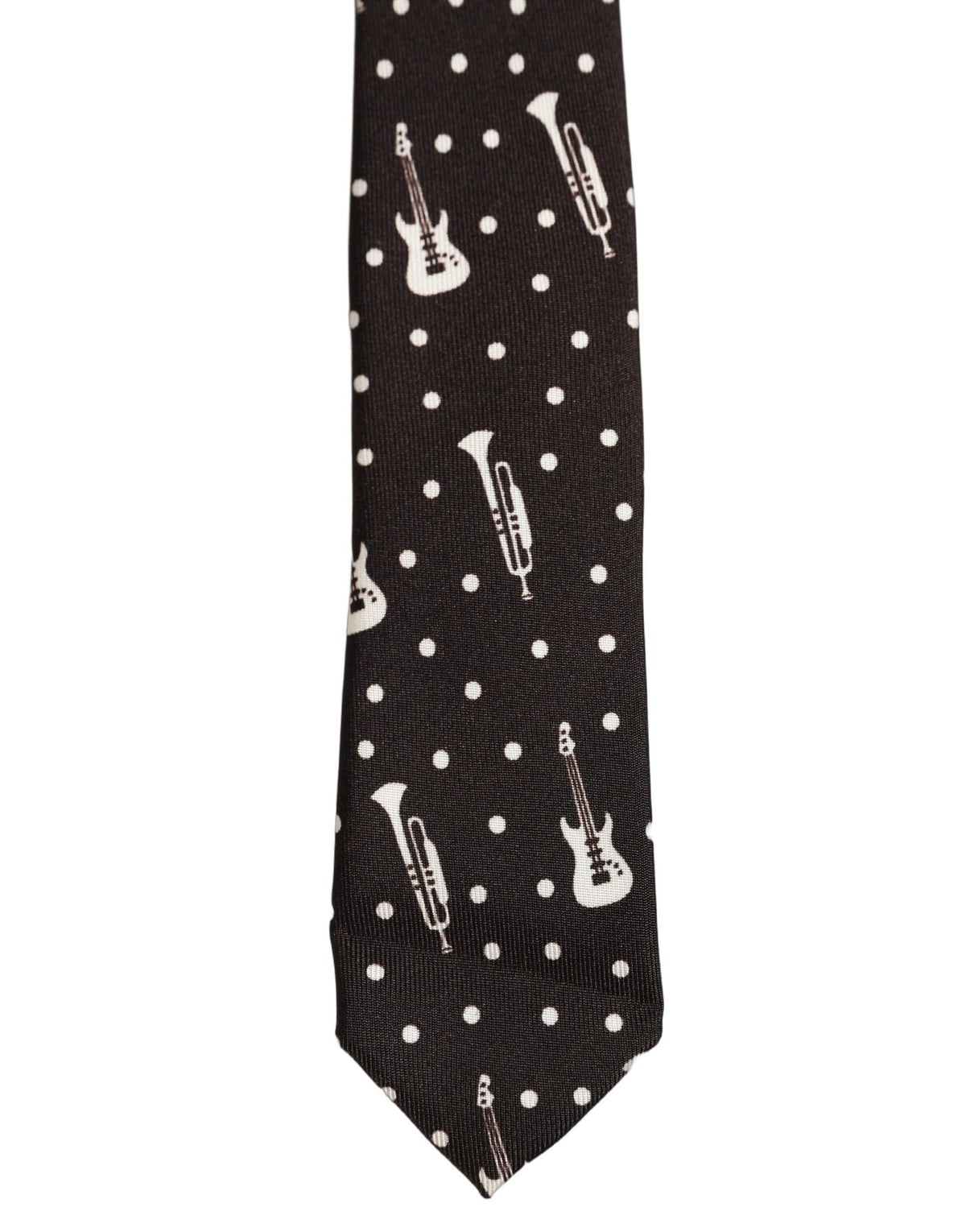 Dolce & Gabbana Schwarze Musikinstrument Seidenkrawatte zum Binden