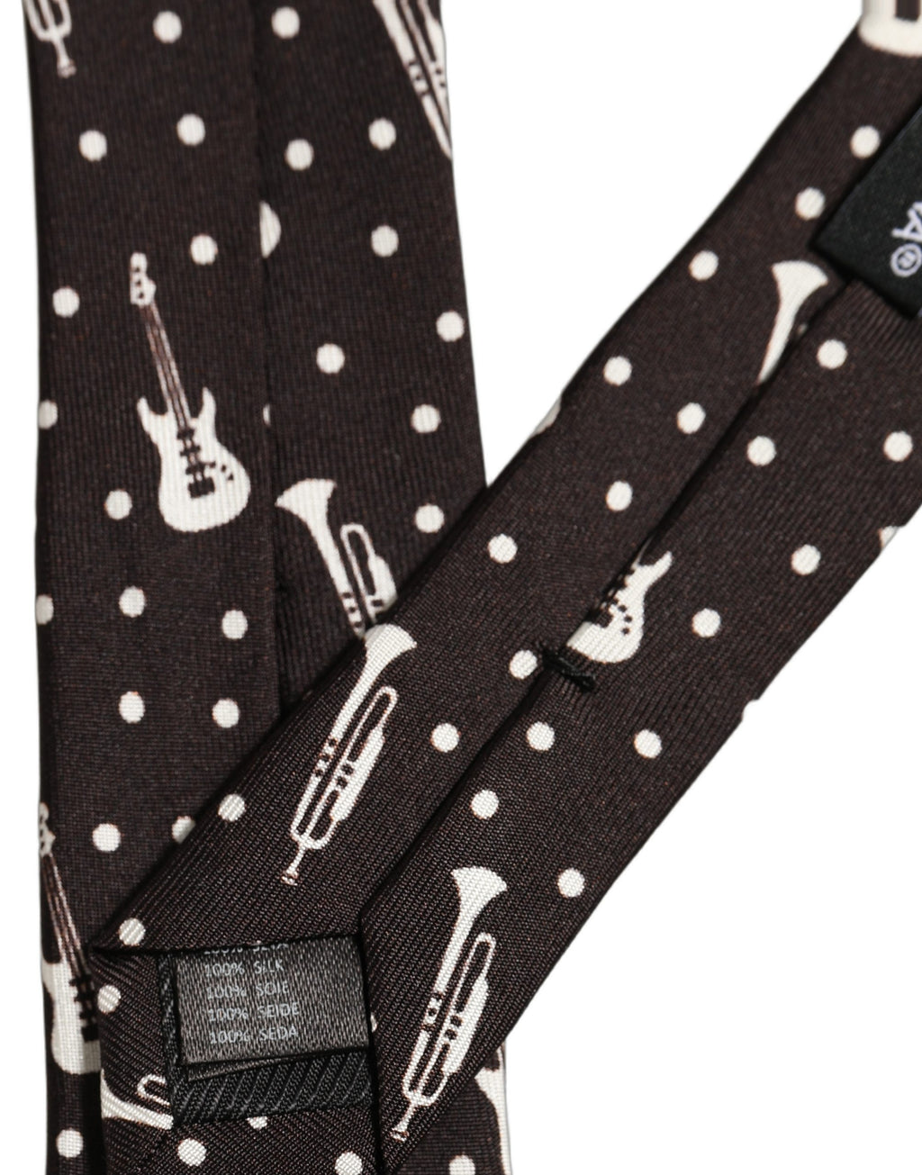 Dolce & Gabbana Schwarze Musikinstrument Seidenkrawatte zum Binden