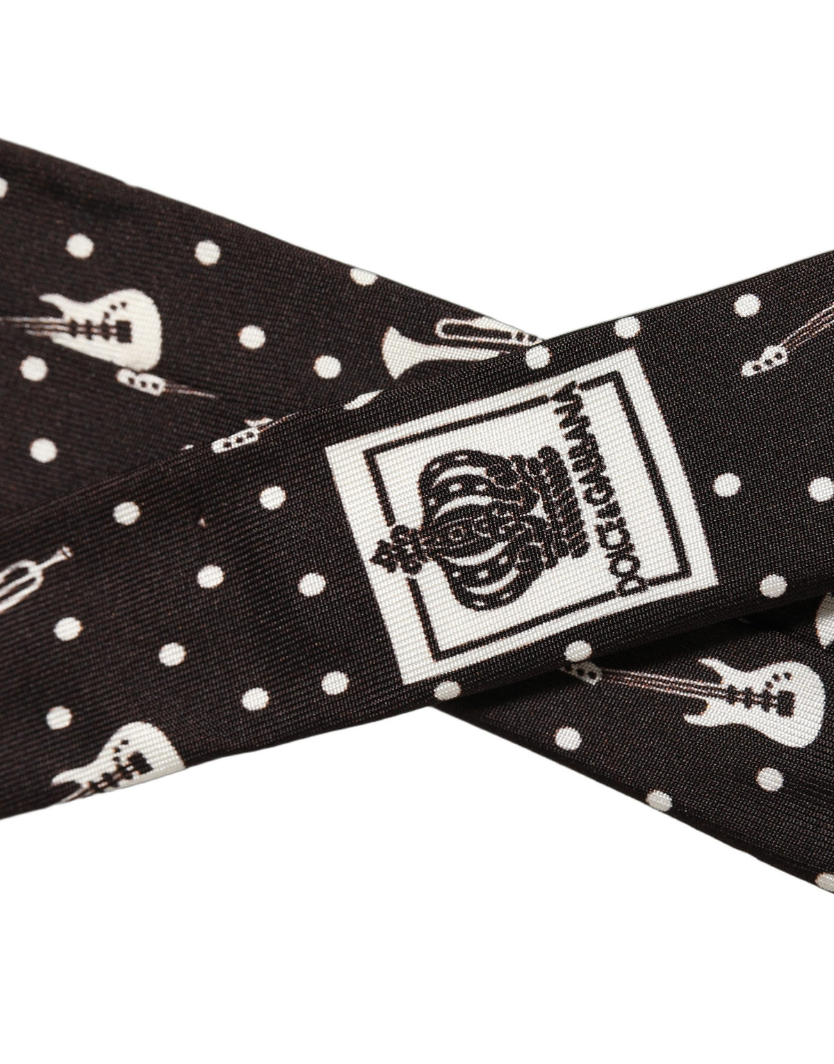 Dolce & Gabbana Schwarze Musikinstrument Seidenkrawatte zum Binden