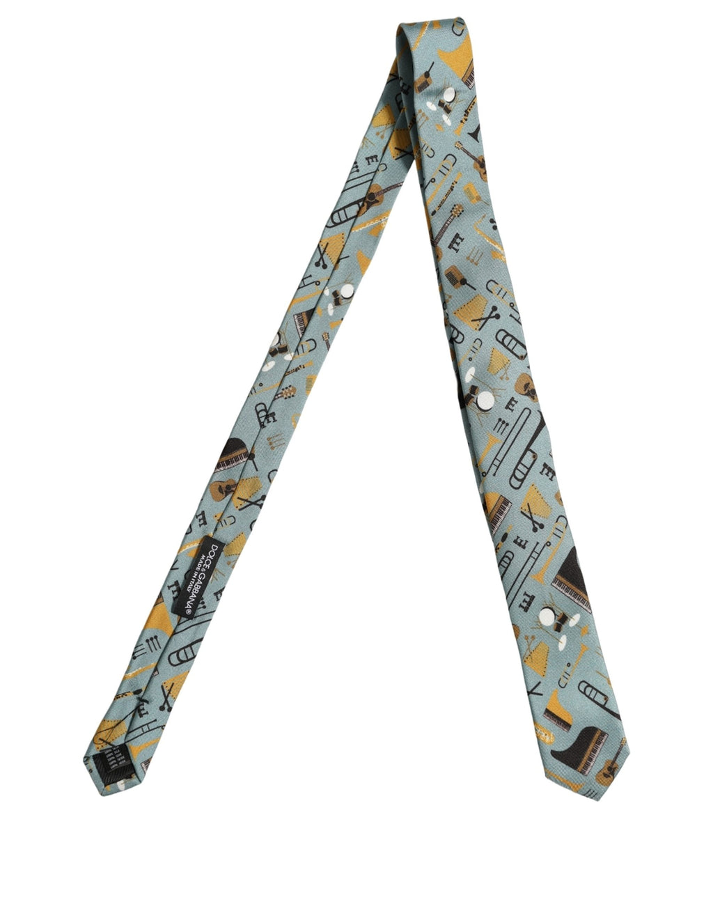 Dolce & Gabbana Light Blue Instruments Verstellbare Herrenkrawatte zum Binden