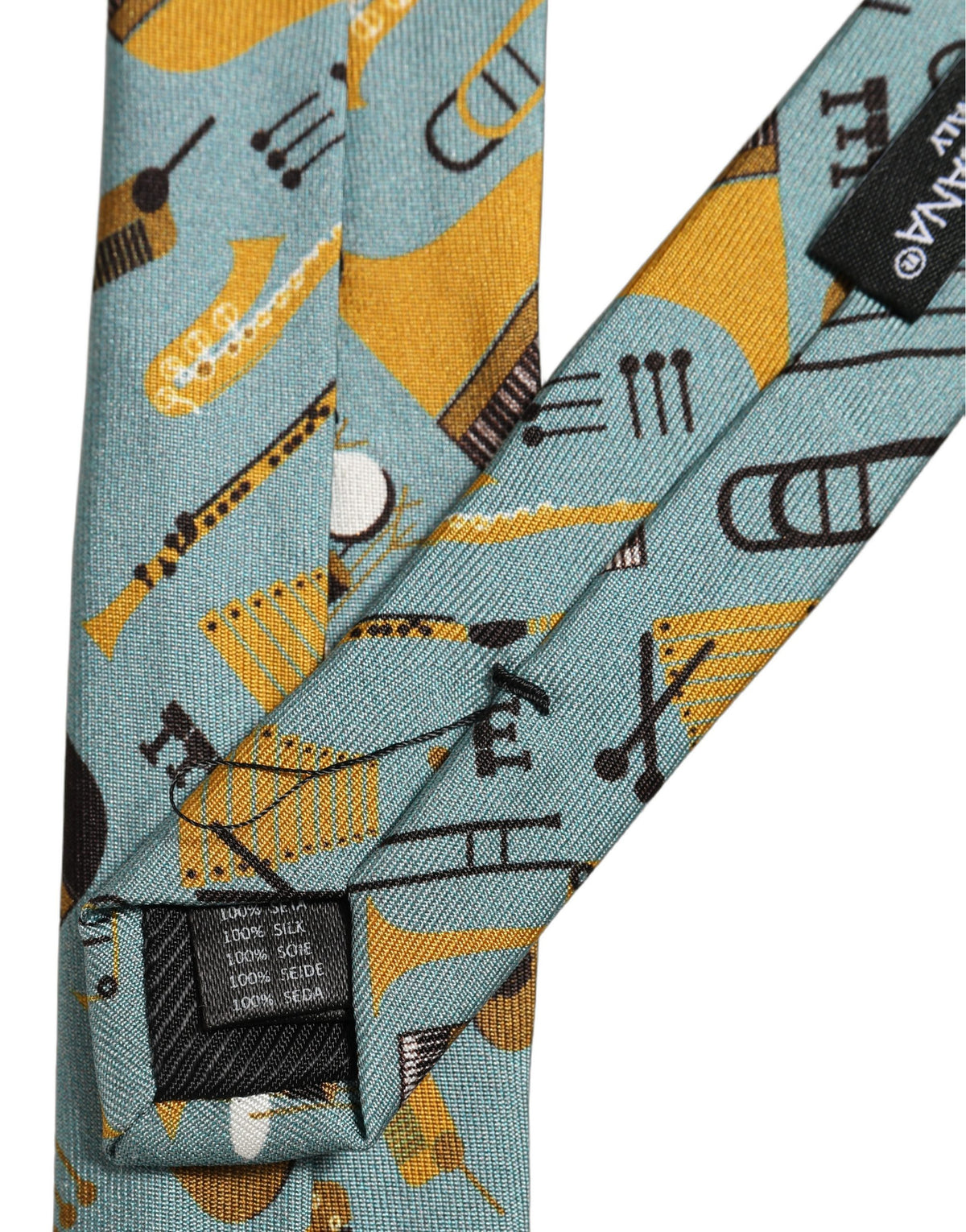 Dolce & Gabbana Light Blue Instruments Verstellbare Herrenkrawatte zum Binden
