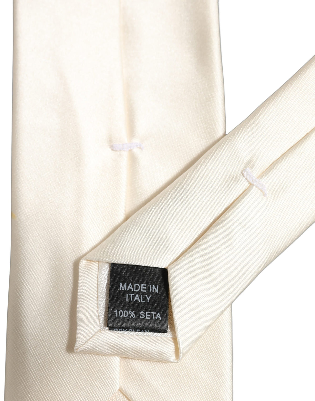 Dolce & Gabbana Cremefarbene Satin 100 % Seide Verstellbare Herren Krawatte