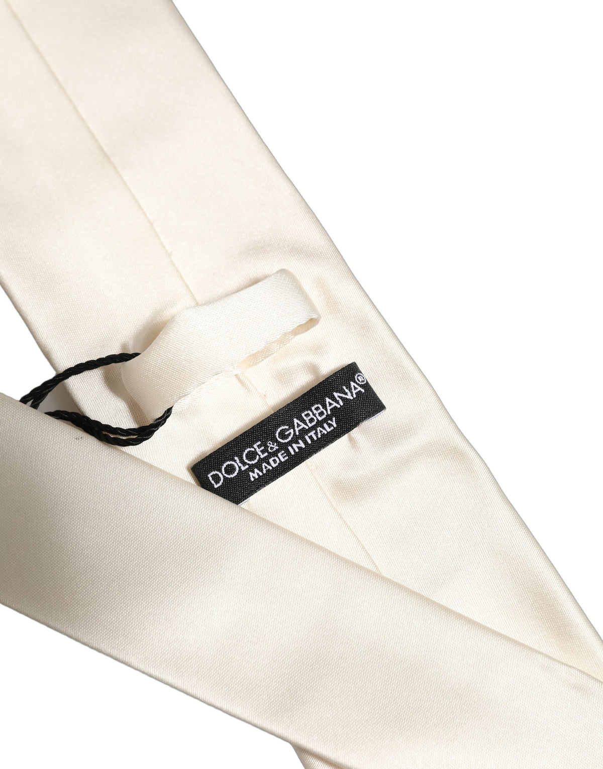 Dolce & Gabbana Cremefarbene Satin 100 % Seide Verstellbare Herren Krawatte