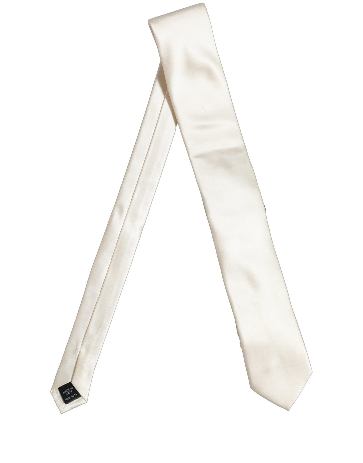 Dolce & Gabbana Cremefarbene Satin 100 % Seide Verstellbare Herren Krawatte