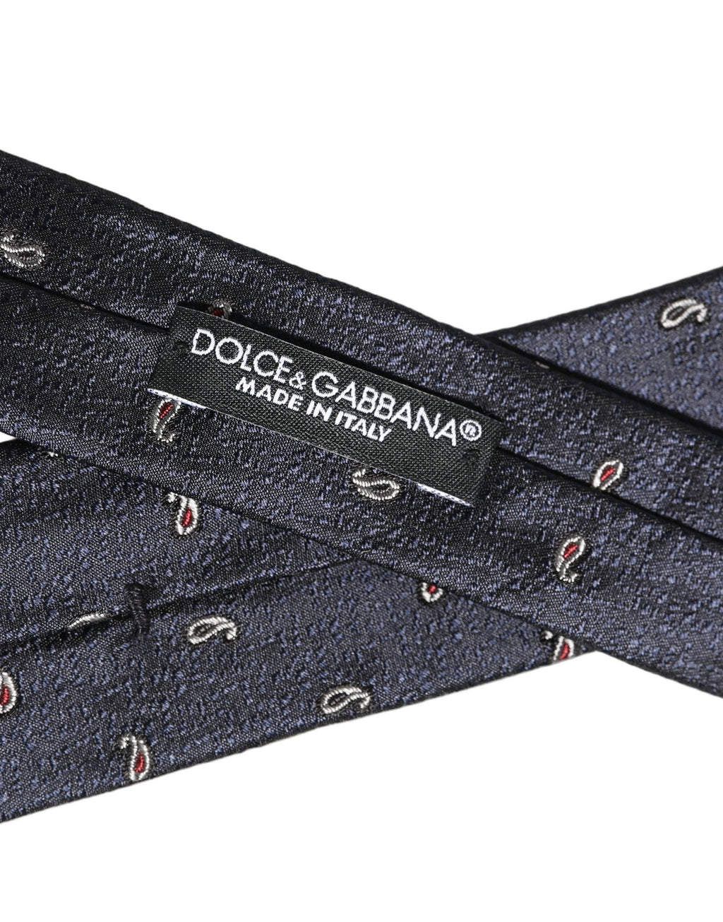 Dolce & Gabbana Dark Blue Silk Paisley Adjustable Tied Men Necktie Tie