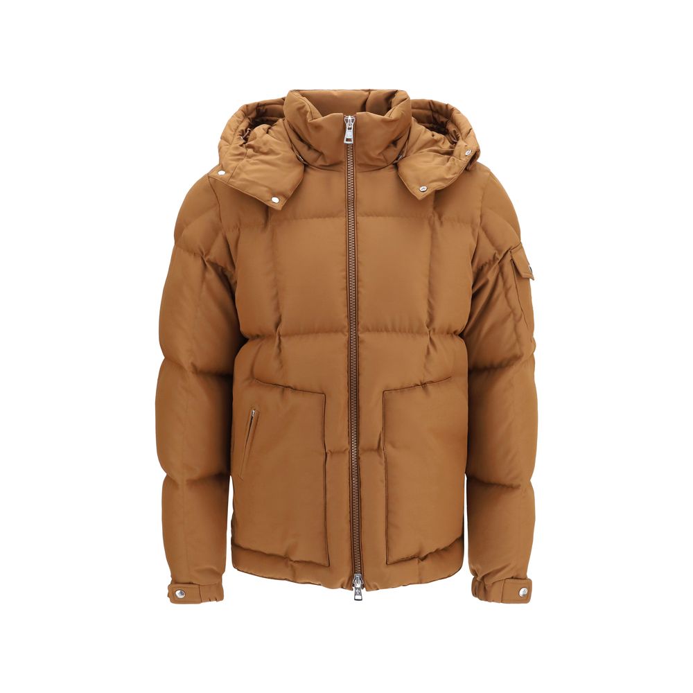 Moncler Braune Polyester Jacke in voller Länge