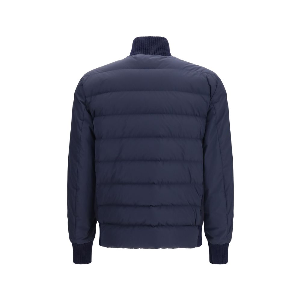 Moncler Blue Wool Oves Aries Full-Length Jacket