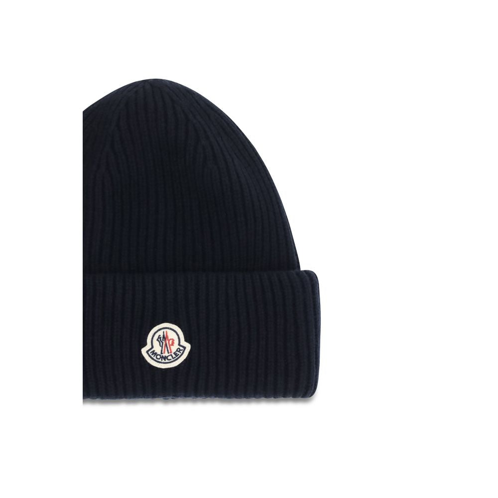 Moncler Blaue Wollmütze mit Oves Aries