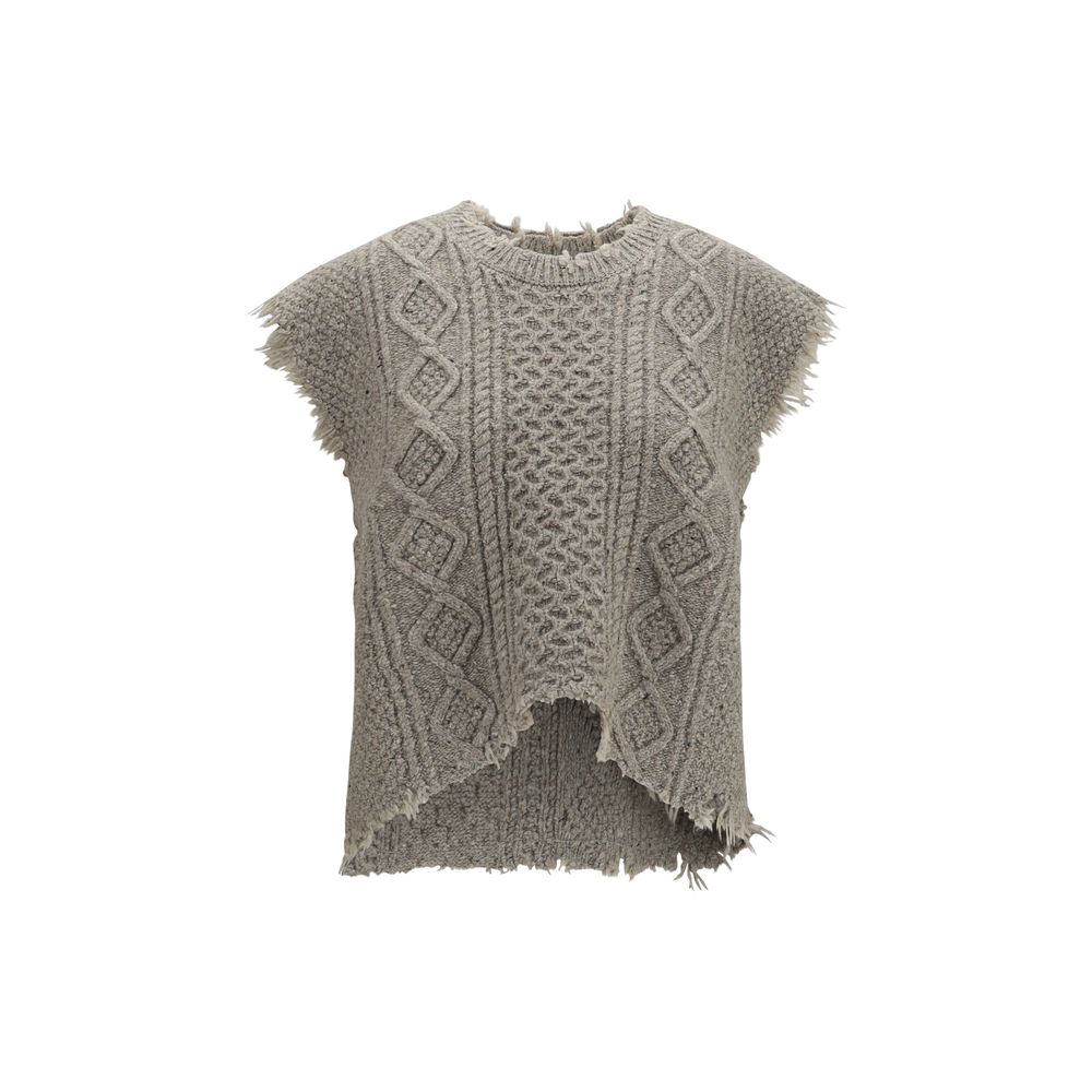 R13 Beige Wolle Oves Aries Ärmelloser Pullover