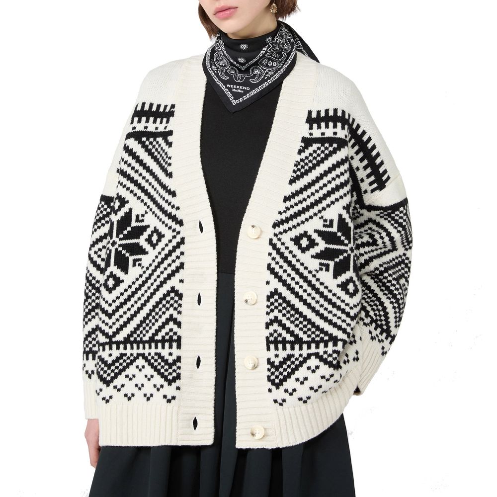 Max Mara Cardigan aus weißer Schurwolle