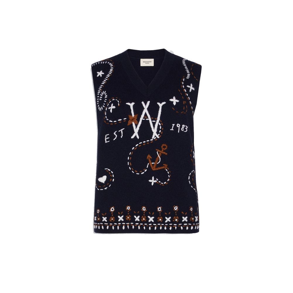 Max Mara Blaue Weste aus Schurwolle