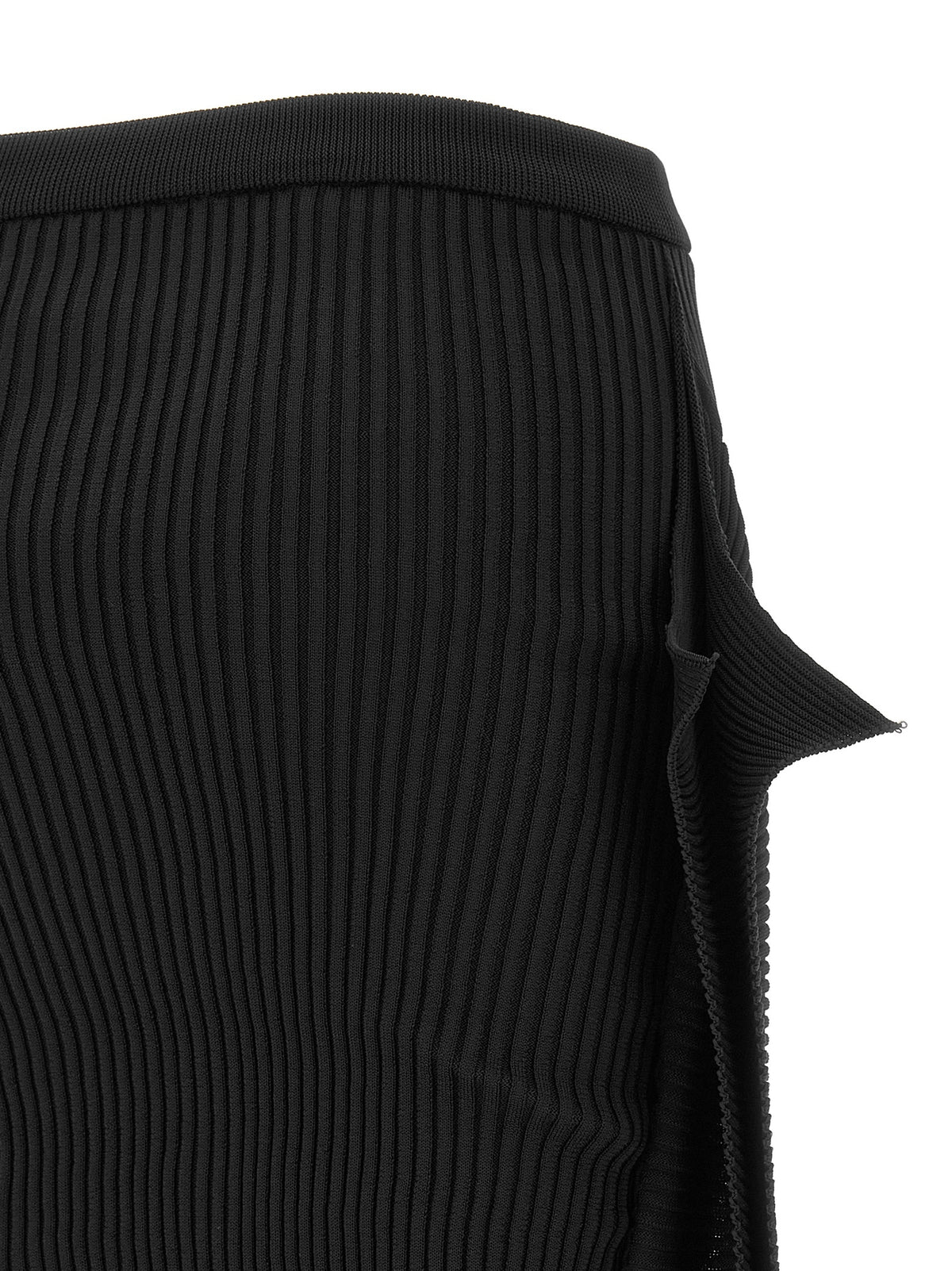 Issey Miyake schwarzer Polyester-Midirock