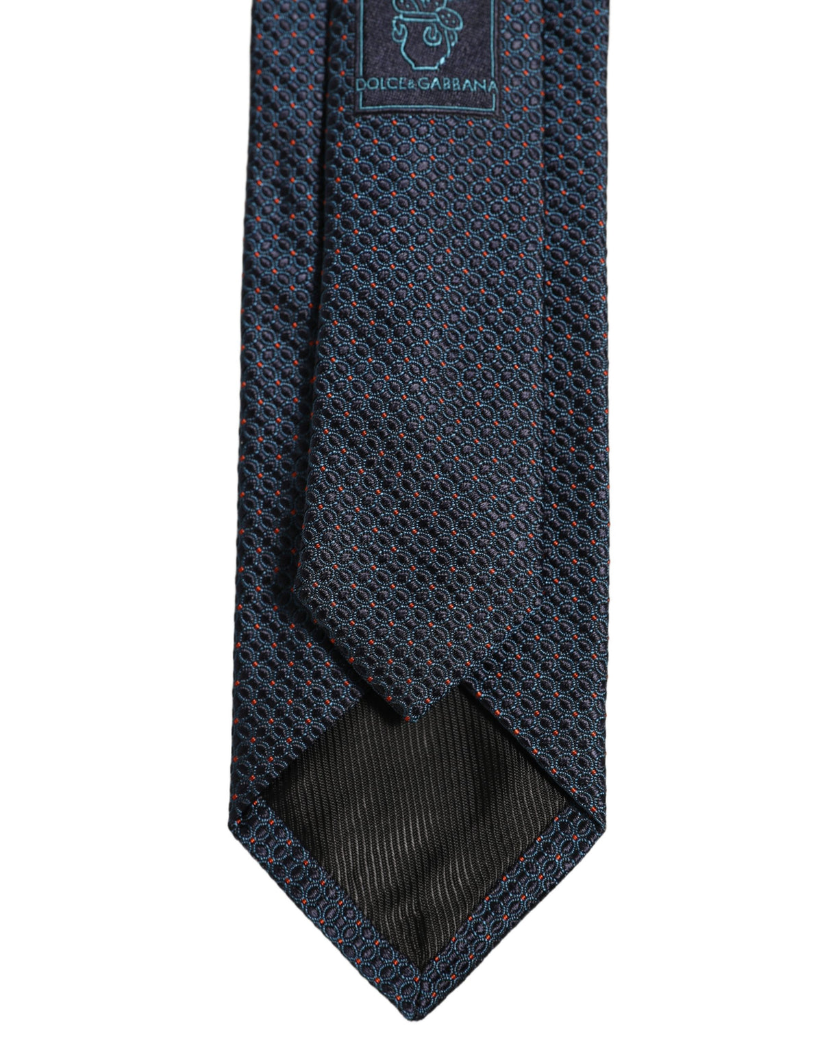 Dolce & Gabbana Men Dark Blue Geometric Silk Adjustable Tied Necktie Tie