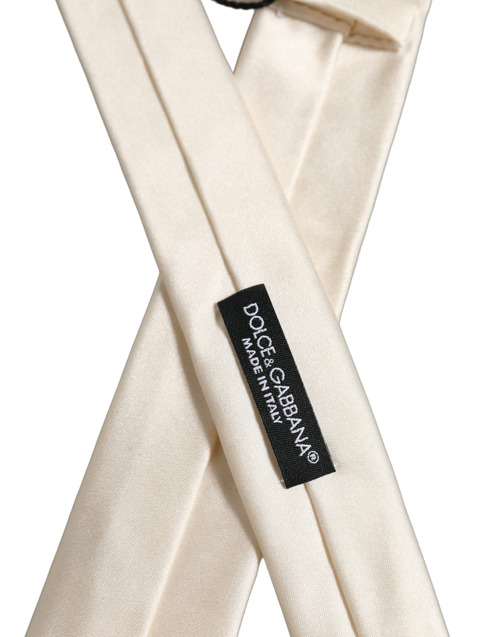 Dolce & Gabbana Cream Satin 100% Silk Adjustable Tied Men Necktie Tie