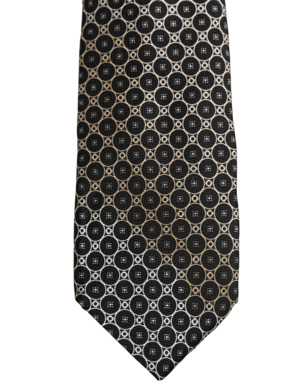 Dolce & Gabbana Schwarz Weiß Geometrisch Seide Verstellbar Krawatten-Accessoire Krawatte