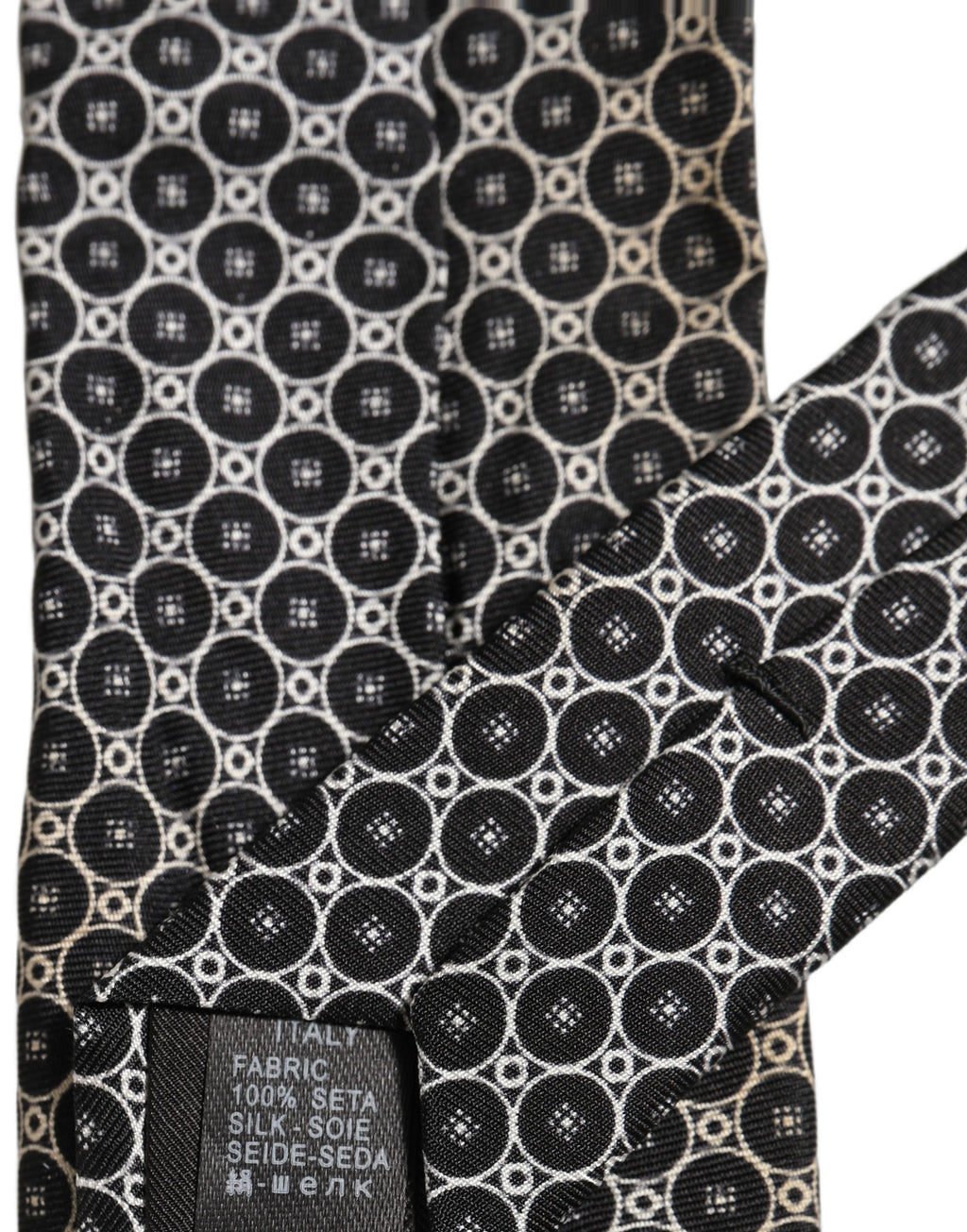 Dolce & Gabbana Schwarz Weiß Geometrisch Seide Verstellbar Krawatten-Accessoire Krawatte