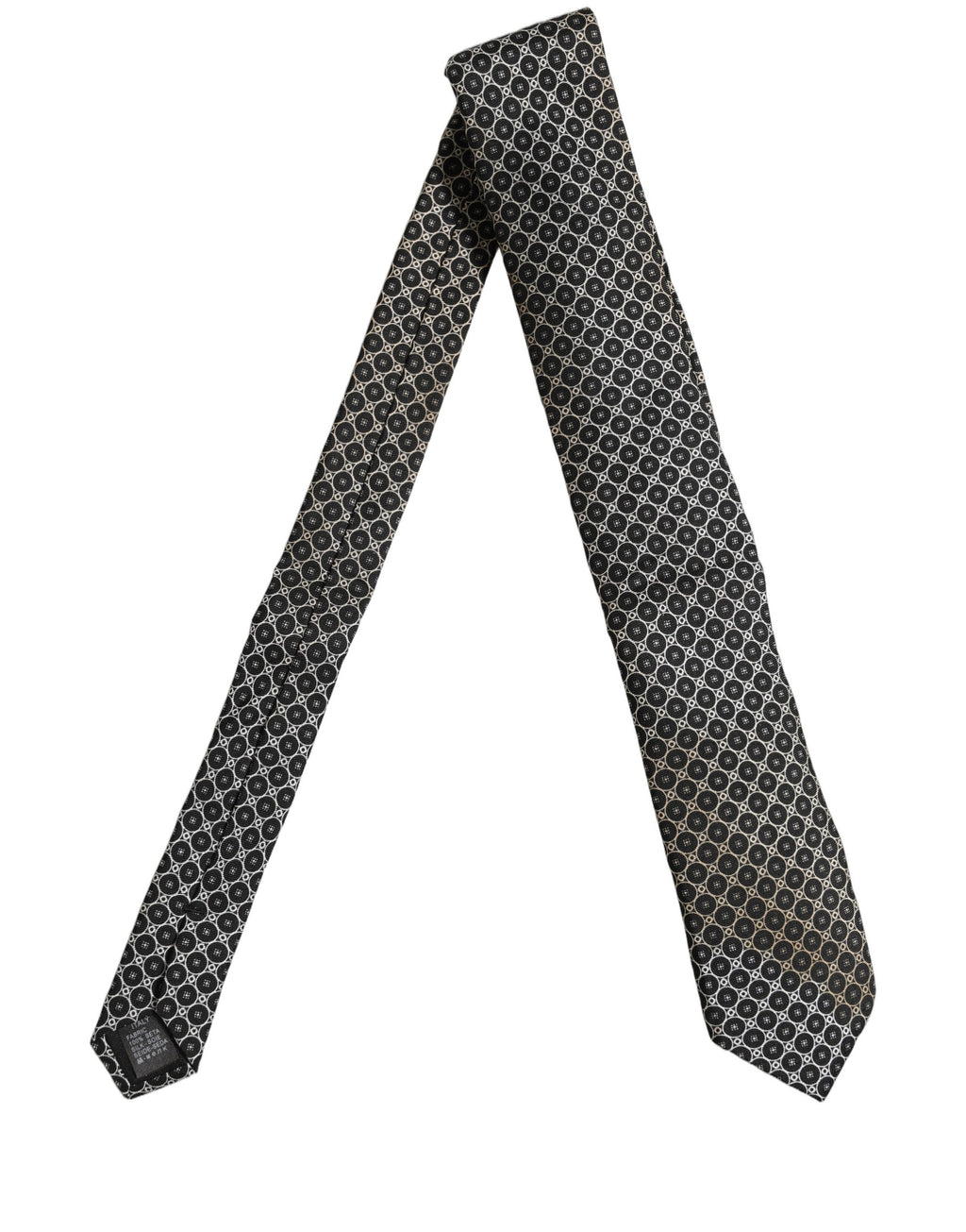 Dolce & Gabbana Schwarz Weiß Geometrisch Seide Verstellbar Krawatten-Accessoire Krawatte