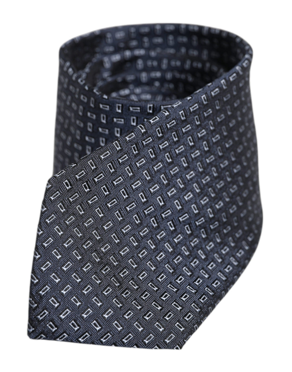Dolce & Gabbana Dark Blue Silk Geometric Adjustable Tied Necktie Tie