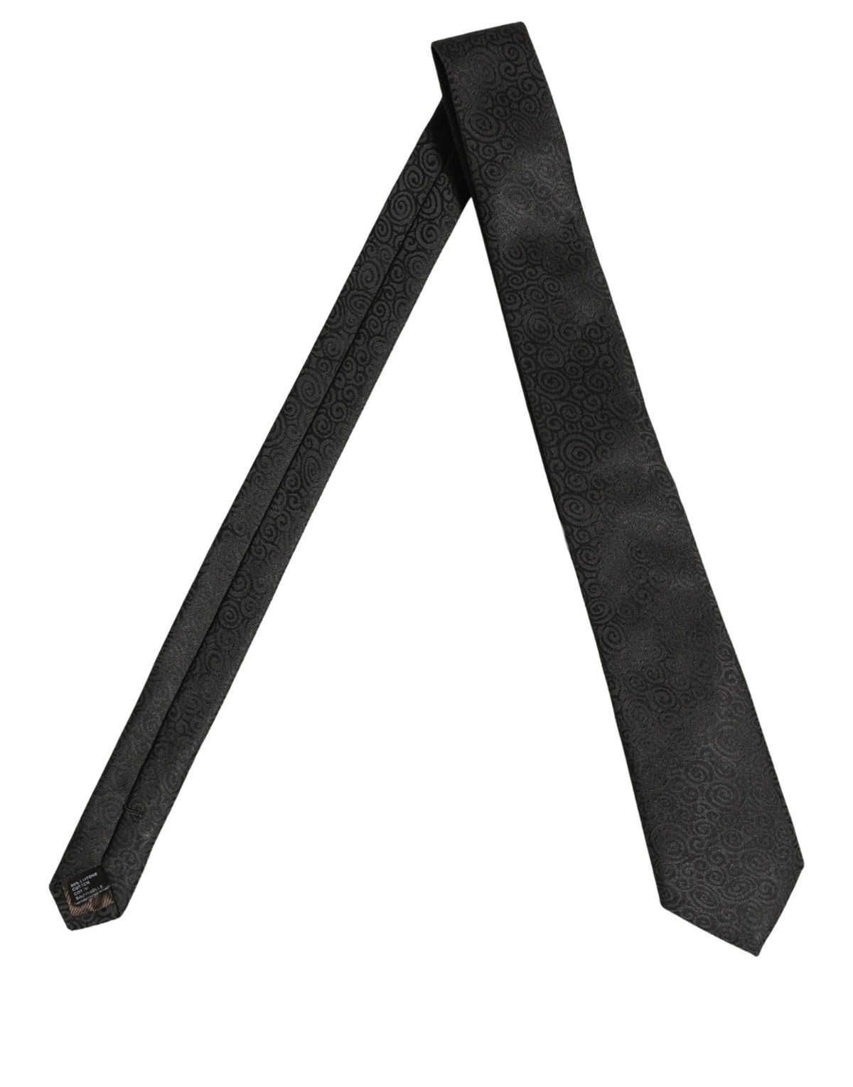 Dolce & Gabbana Black Swirl Pattern Silk Adjustable Necktie Accessory Tie