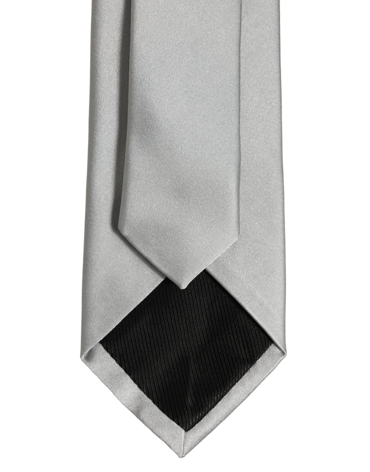 Dolce & Gabbana Graue Satin 100% Seide Verstellbare Herren Krawatte zum Binden