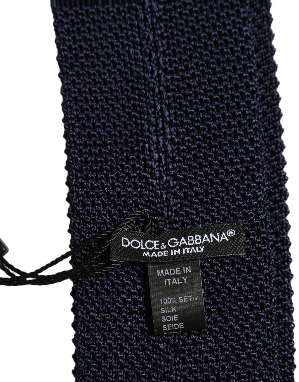 Dolce & Gabbana Dark Blue Textured Knitted Adjustable Necktie Accessory Tie