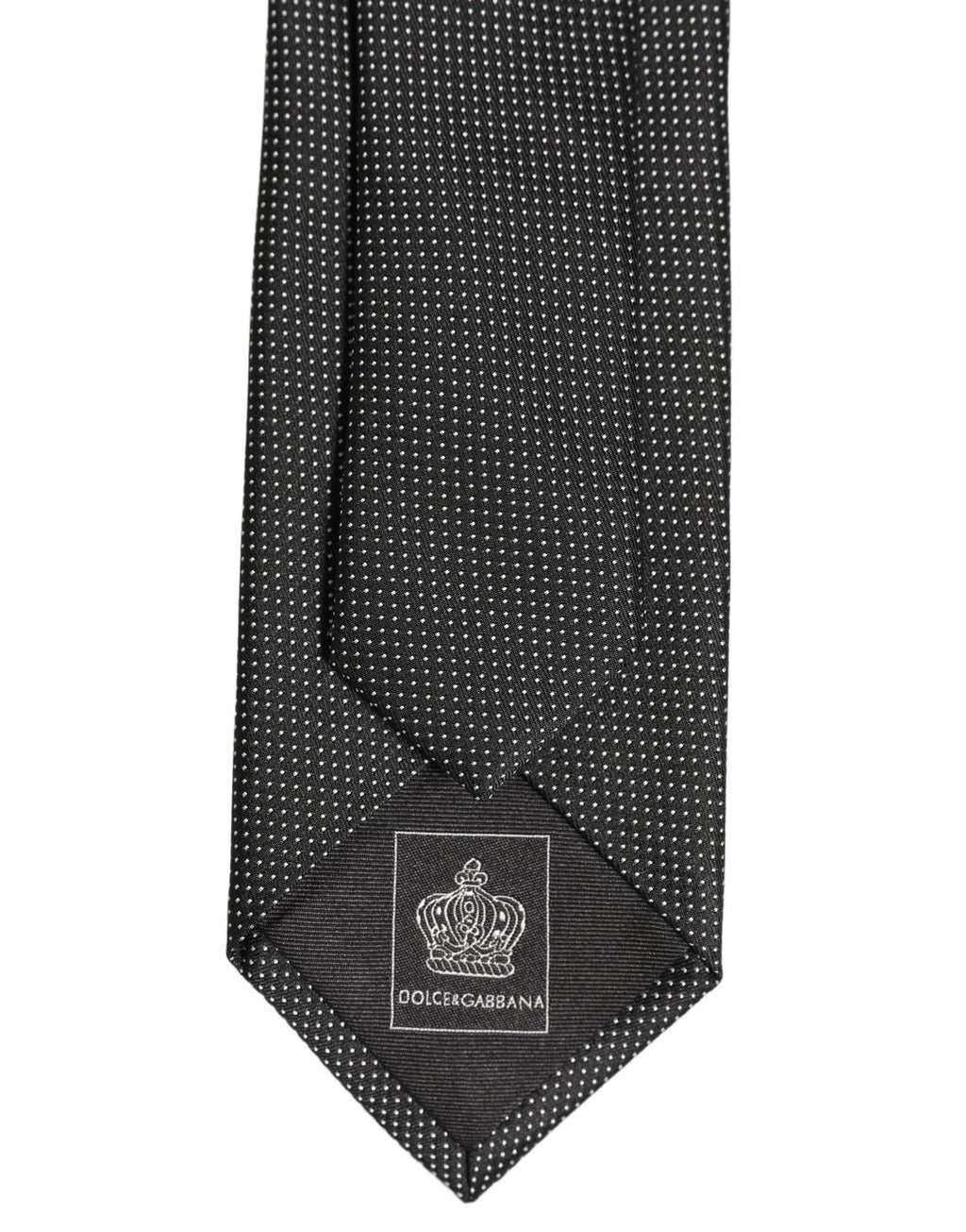 Dolce & Gabbana Schwarze Seidenkrawatte mit Mikro-Pünktchenmuster und verstellbarem Halsband