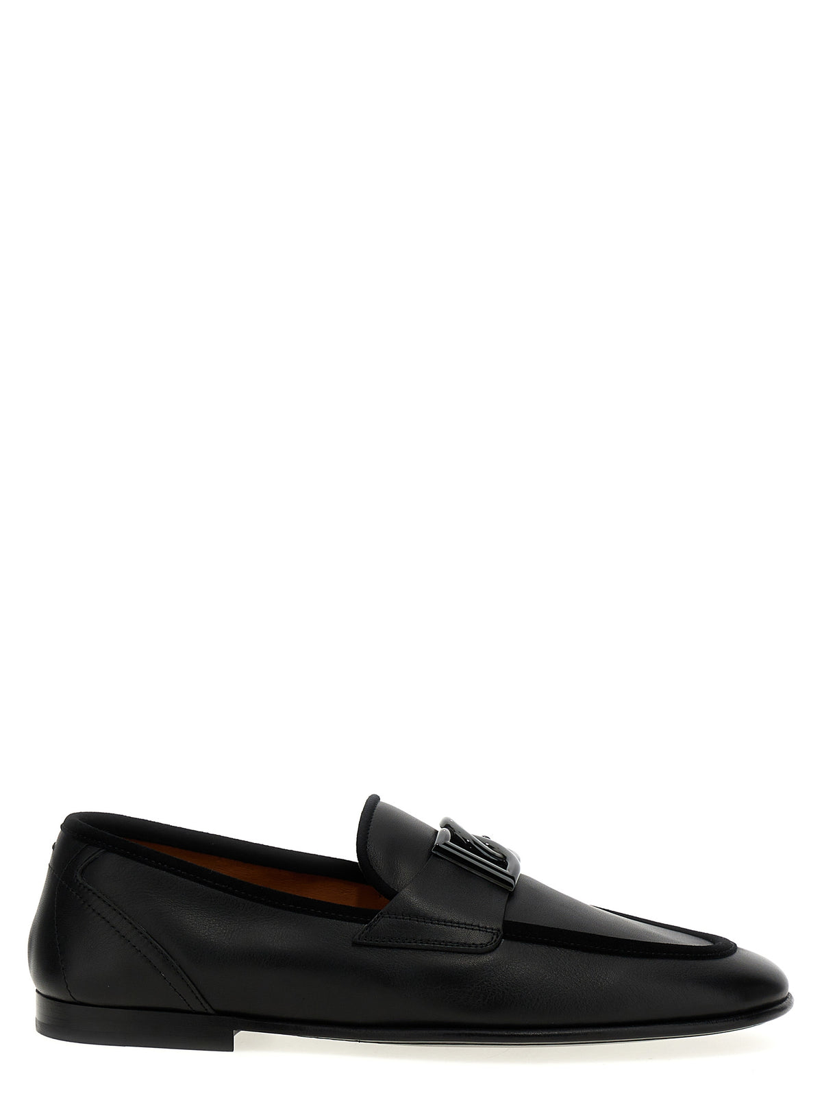 Dolce & Gabbana Slip-On-Loafer aus schwarzem Kalbsleder
