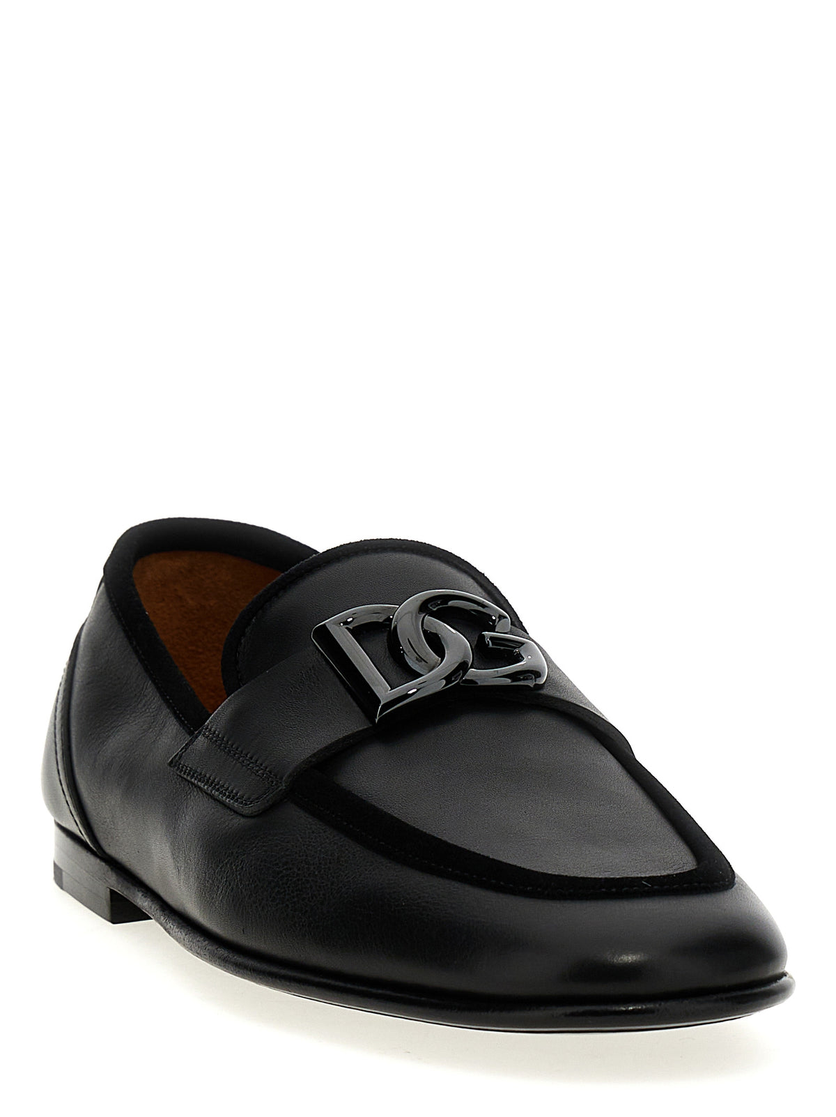 Dolce & Gabbana Slip-On-Loafer aus schwarzem Kalbsleder
