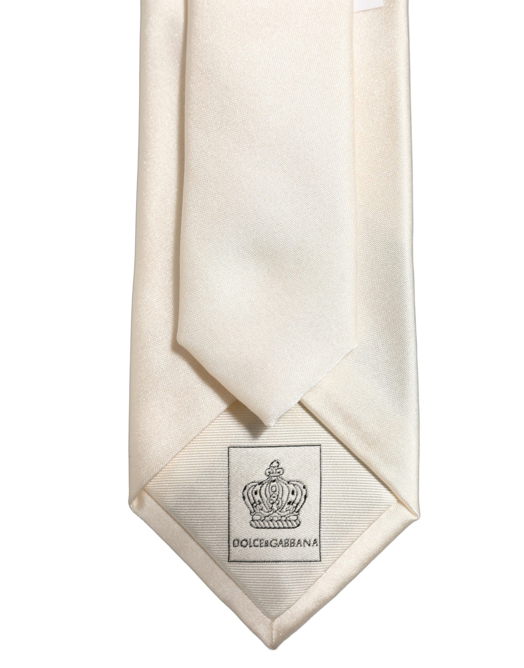 Dolce & Gabbana Cremefarbene Satin-Krawatte aus 100 % Seide für Herren mit verstellbarem Band