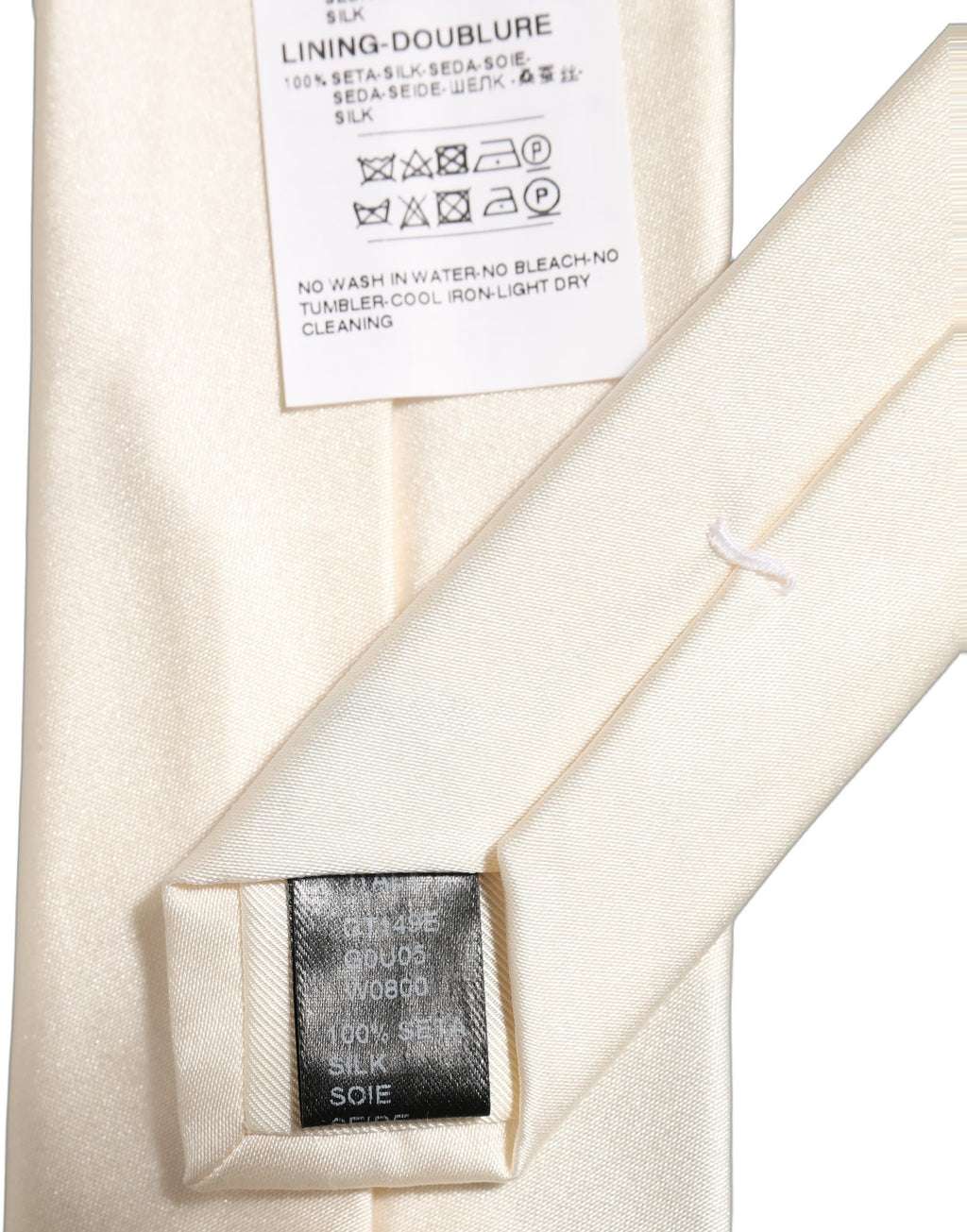 Dolce & Gabbana Cremefarbene Satin-Krawatte aus 100 % Seide für Herren mit verstellbarem Band