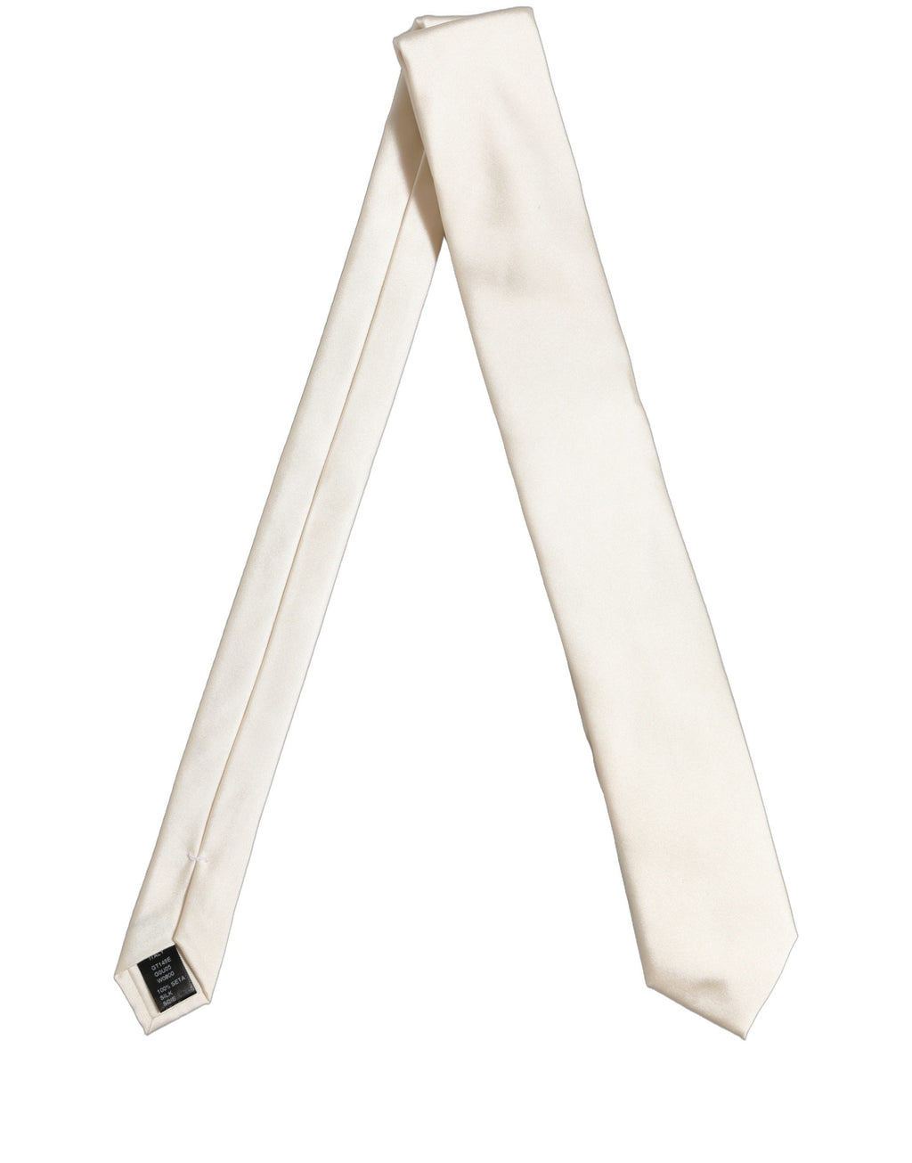 Dolce & Gabbana Cremefarbene Satin-Krawatte aus 100 % Seide für Herren mit verstellbarem Band