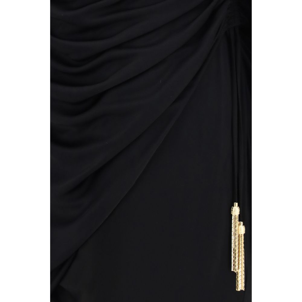 Balmain Schwarzes, lässiges Viskosekleid