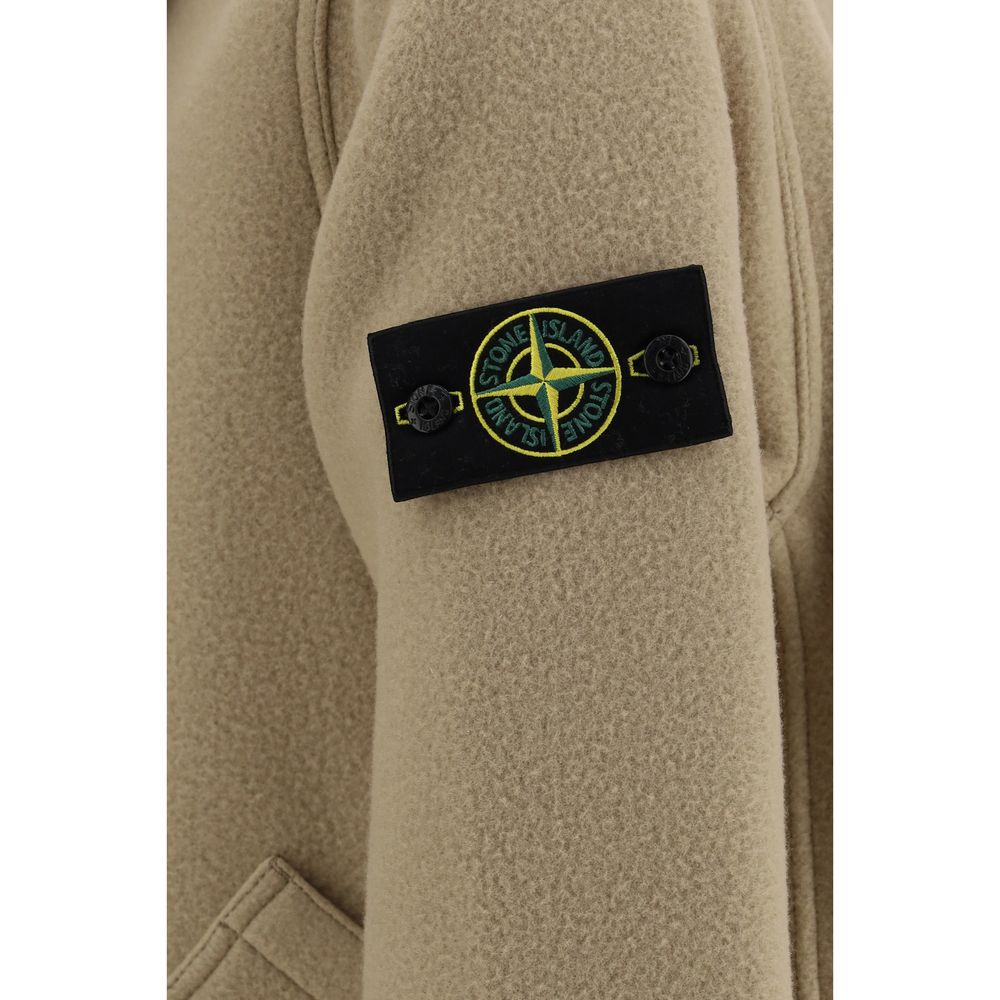 Stone Island Beige Woll-Oves Aries Jacke in voller Länge