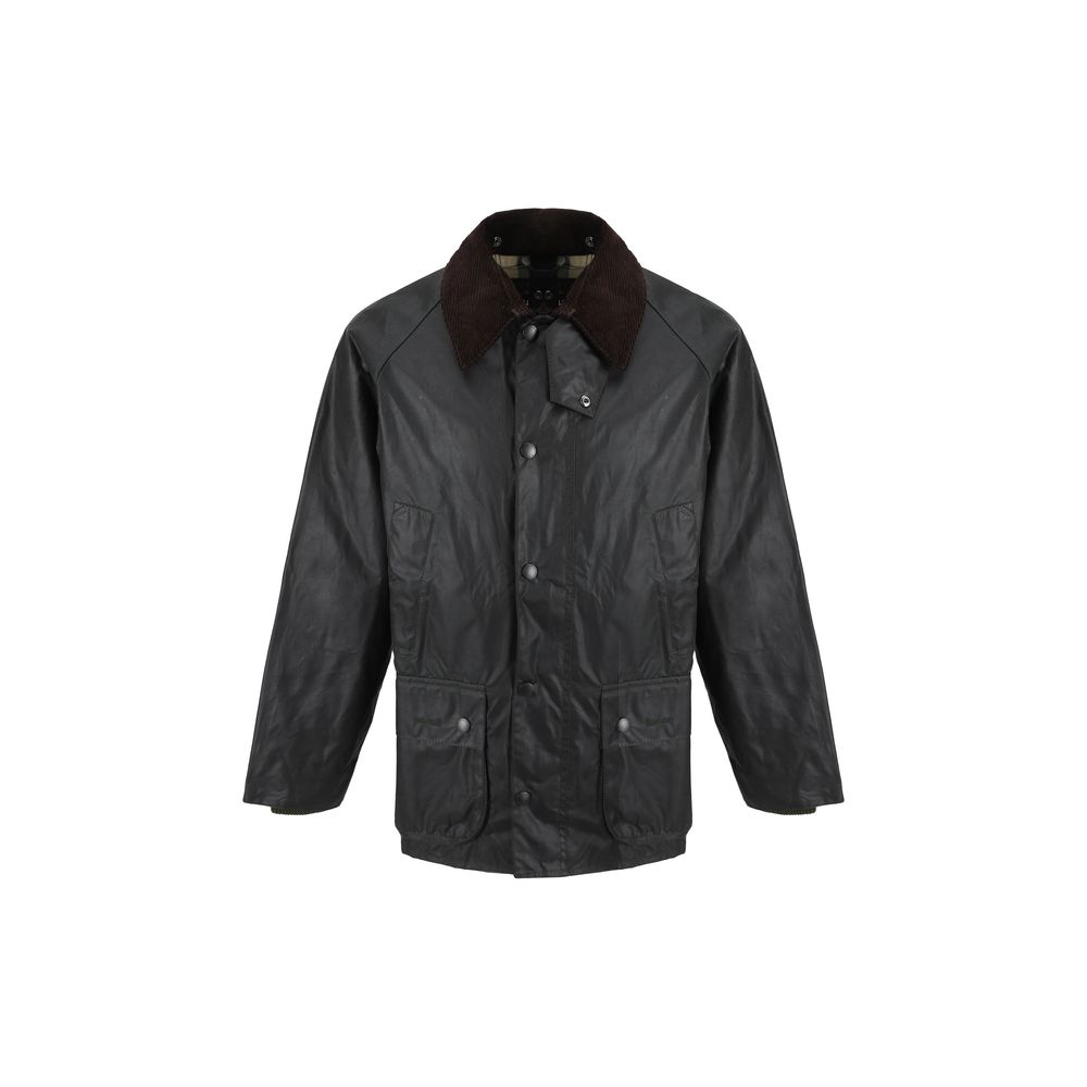 Barbour Schwarze Baumwolljacke in voller Länge