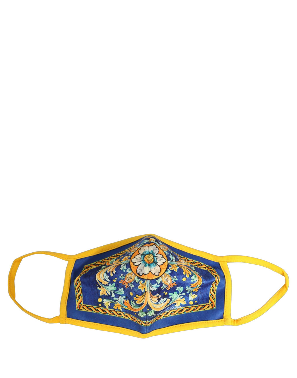 Dolce & Gabbana Mund-Nasen-Maske mit Majolika-Print in mehreren Farben und elastischen Ohrschlaufen