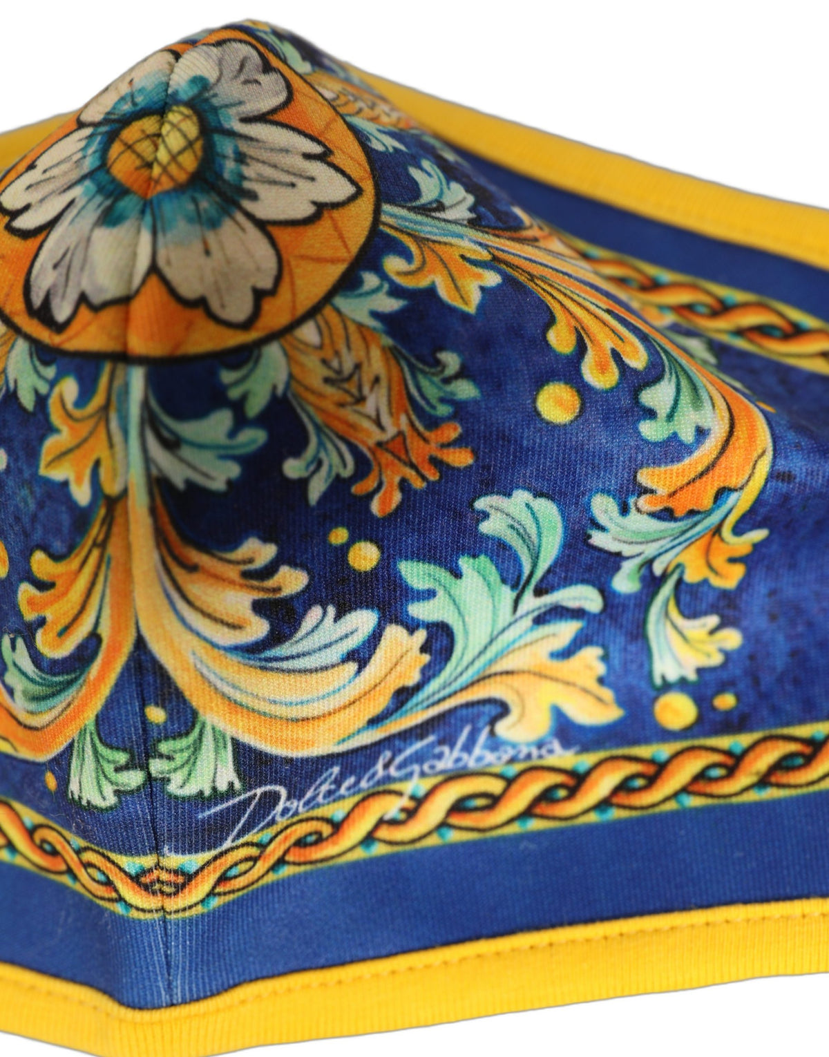 Dolce & Gabbana Mund-Nasen-Maske mit Majolika-Print in mehreren Farben und elastischen Ohrschlaufen