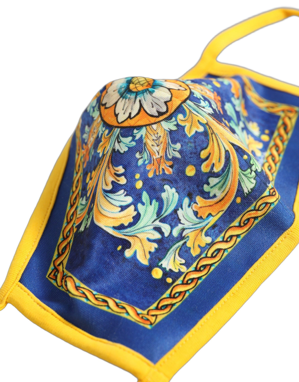 Dolce & Gabbana Mund-Nasen-Maske mit Majolika-Print in mehreren Farben und elastischen Ohrschlaufen