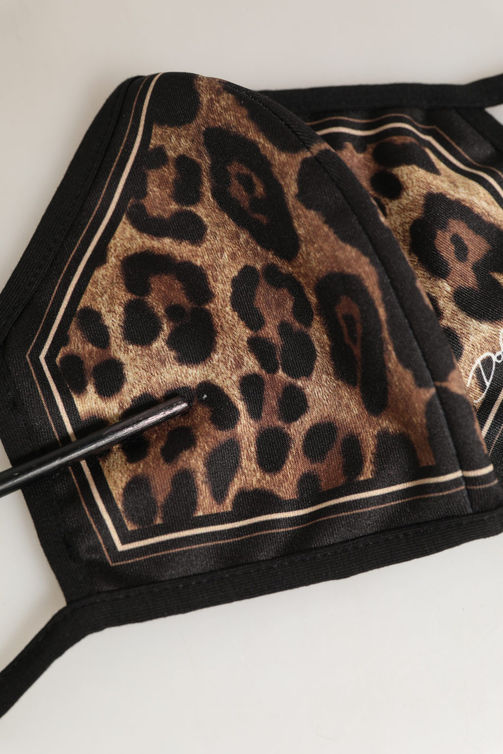 Dolce & Gabbana Braun Schwarz Leopardenmuster Elastische Ohrschlaufe Gesichtsmaske