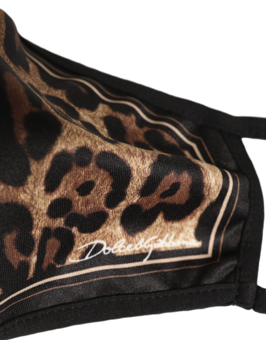 Dolce & Gabbana Braun Schwarz Leopardenmuster Elastische Ohrschlaufe Gesichtsmaske