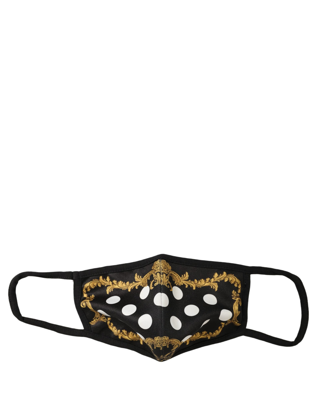 Dolce & Gabbana Black Baroque Print Polka Dot Elastic Ear Strap Face Mask