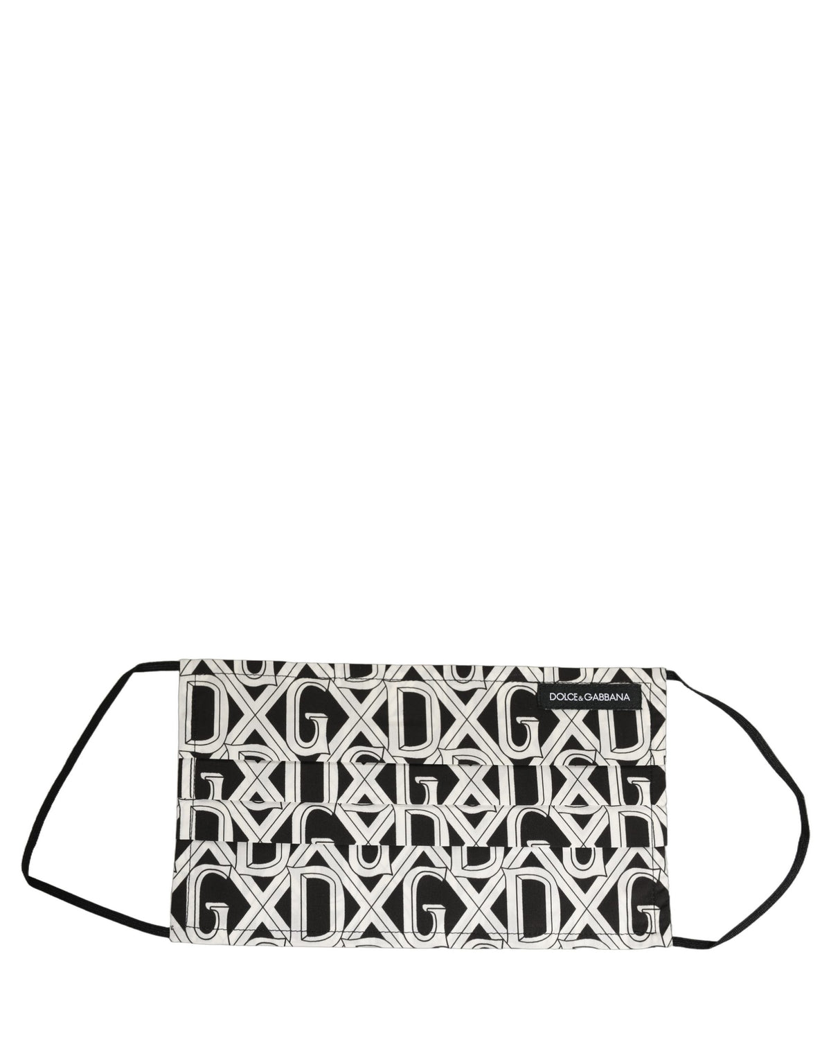 Dolce & Gabbana Schwarz Weiß DG Logo Monogramm Gesichtsmaske mit elastischer Ohrschlaufe