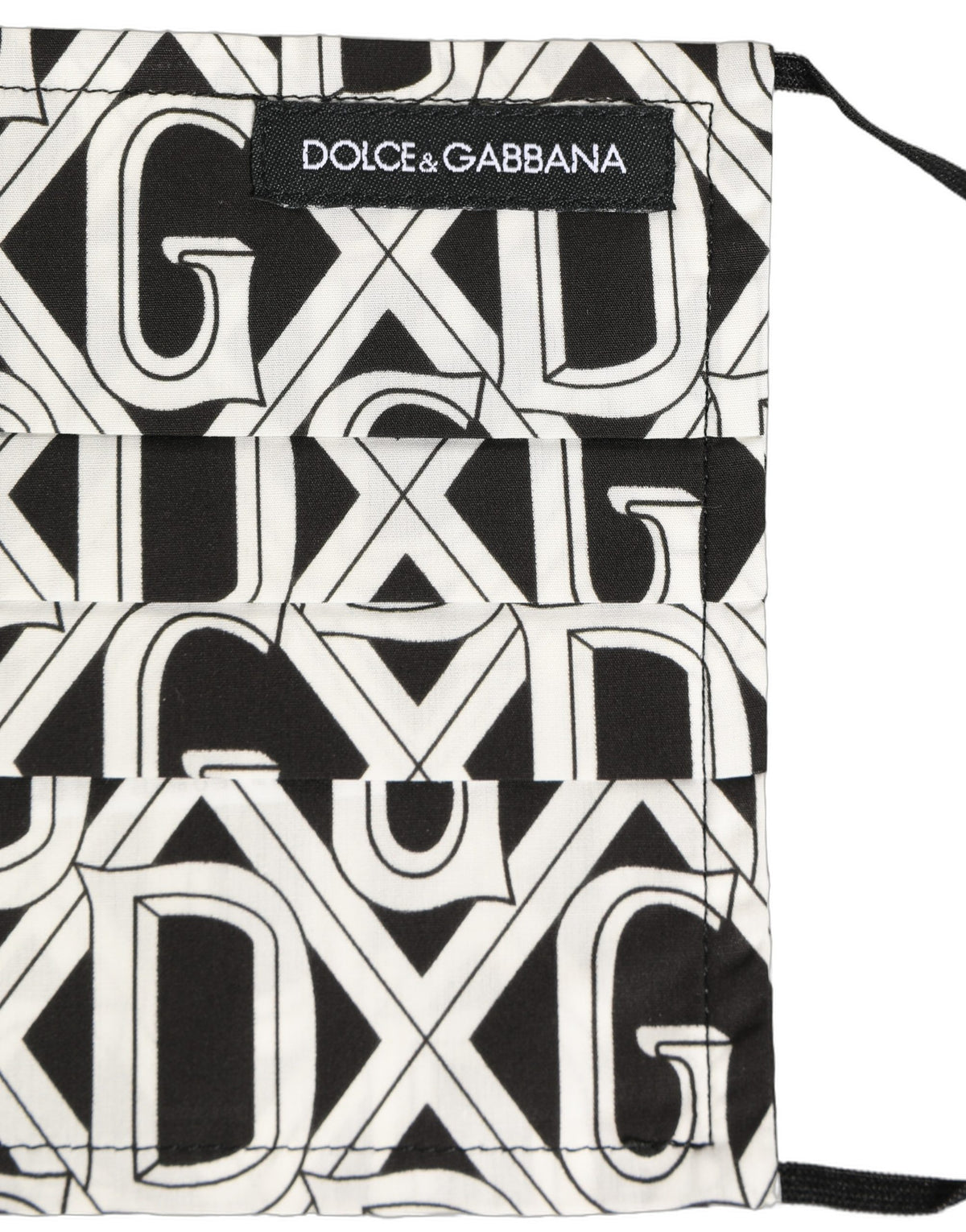 Dolce & Gabbana Schwarz Weiß DG Logo Monogramm Gesichtsmaske mit elastischer Ohrschlaufe