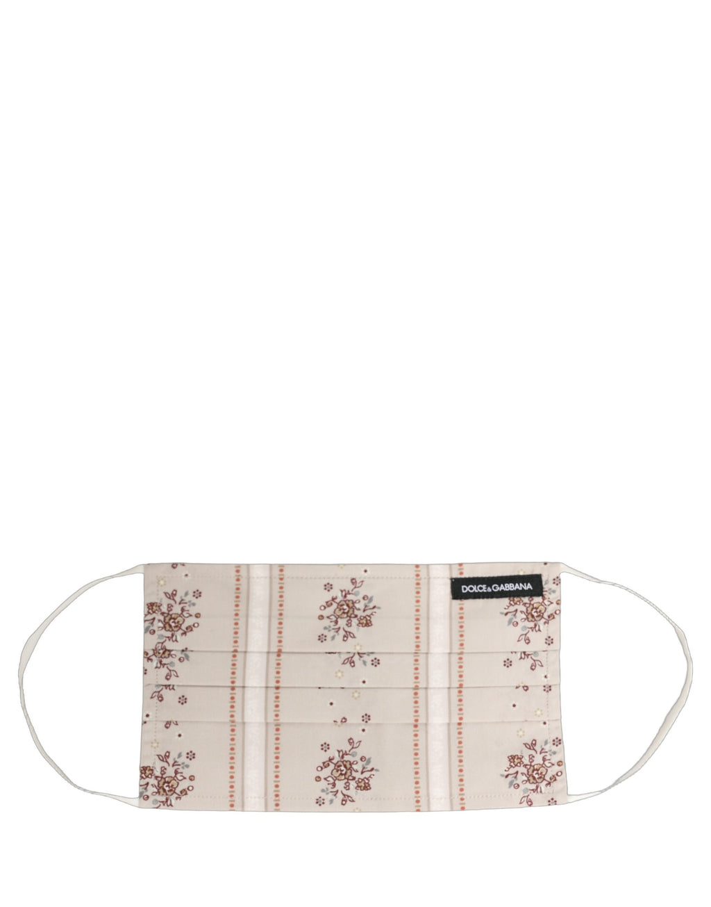 Dolce & Gabbana Beige Gesichtsmaske mit Blumenmuster, Falten und elastischen Ohrschlaufen