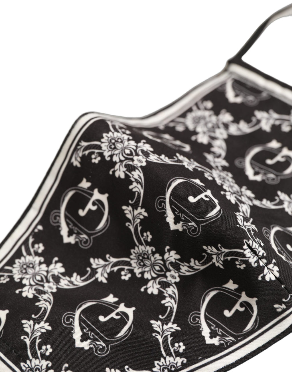 Dolce & Gabbana Schwarz-Weiß-Logo Barock Elastischer Ohrriemen Gesichtsmaske