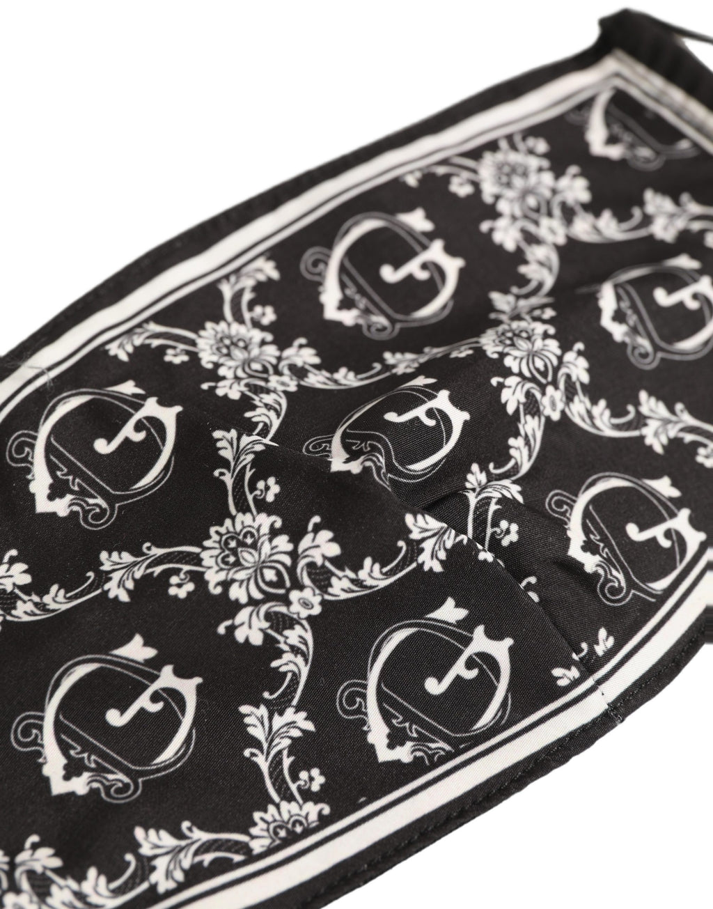 Dolce & Gabbana Black White Logo Baroque Elastic Ear Strap Face Mask