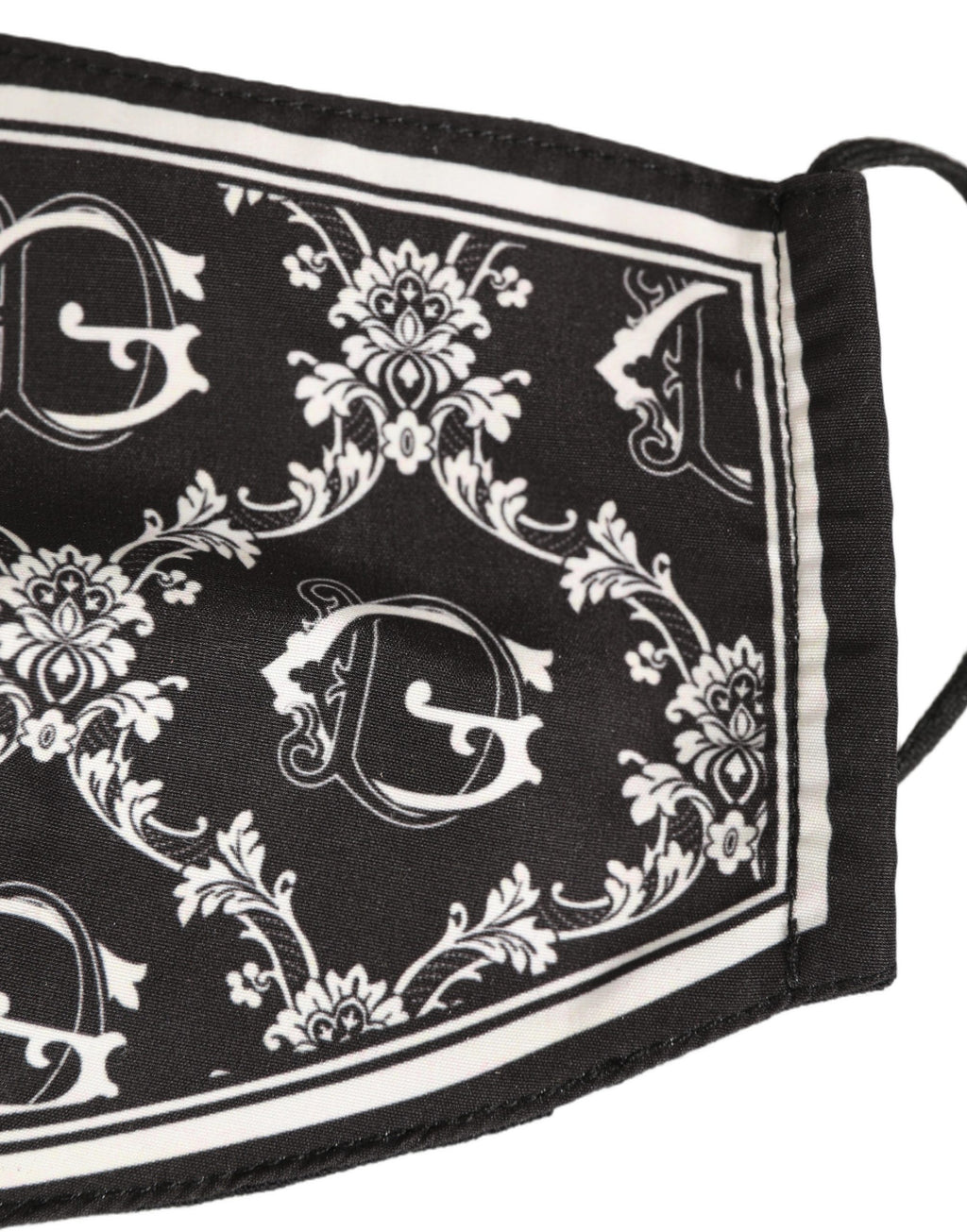 Dolce & Gabbana Black White Logo Baroque Elastic Ear Strap Face Mask